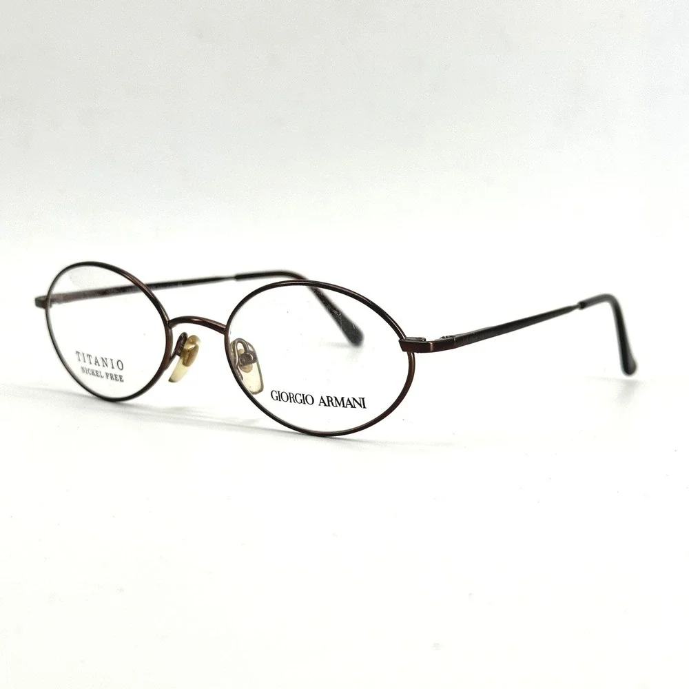 Vintage Armani Eyeglasses Unisex 51mm Brown 274-T Oval Titanium‎ Italy NEW Y2K